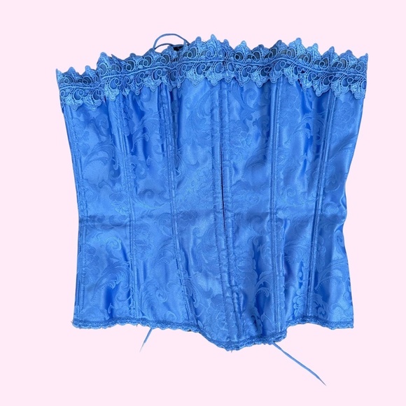 Frederick's of Hollywood Gorgeous Cerulean Blue Lacey Corset Size 36 - Picture 1 of 8